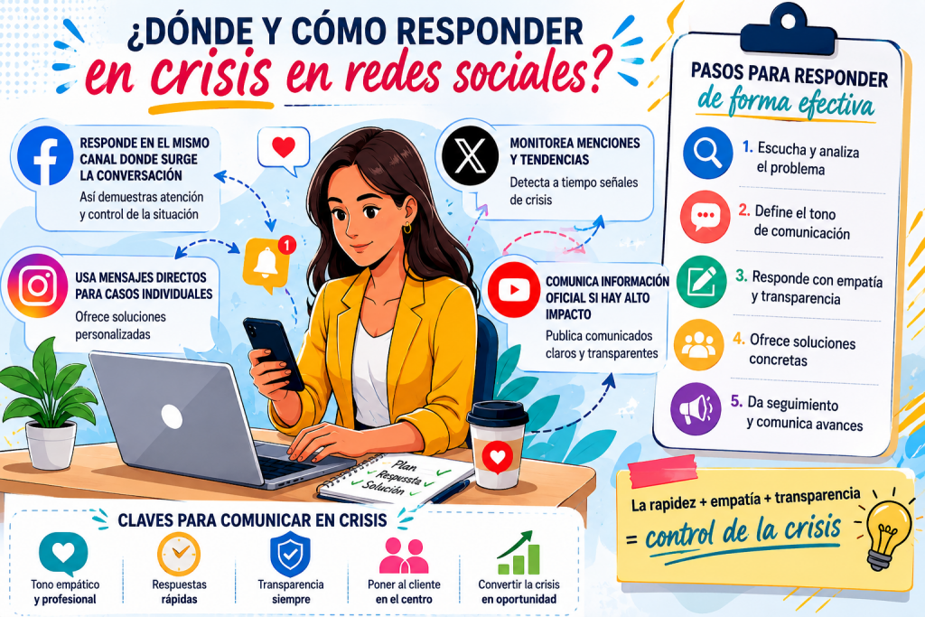 Dónde y cómo responder en una crisis en redes sociales según el canal y tipo de comentario