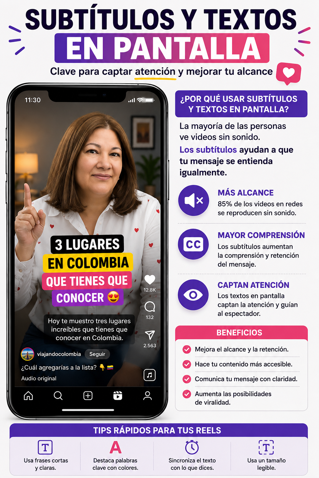 uso de subtítulos dinámicos para reels virales